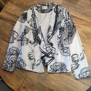Chico's Elegant Black and White Paisley Blazer